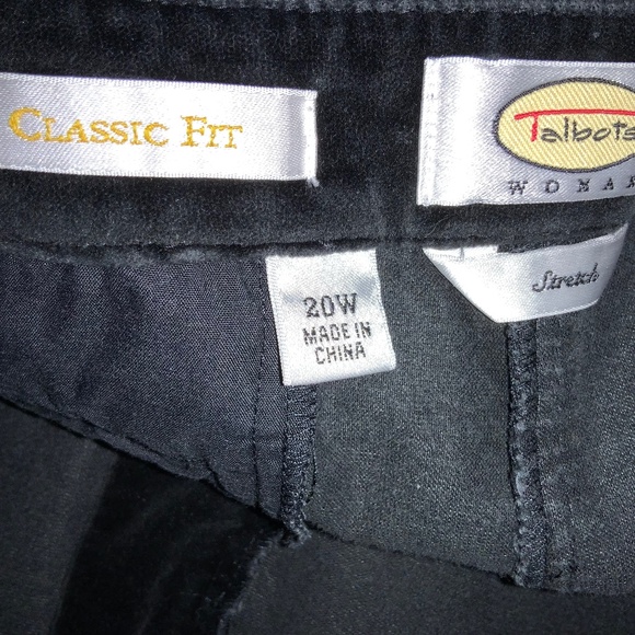 Talbots Woman Classic Fit Stretch black velvet pants Sz 20W front pockets - Picture 4 of 5